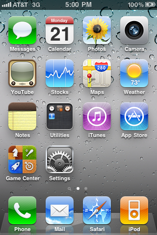 Default Icon Arrangement on iPhone